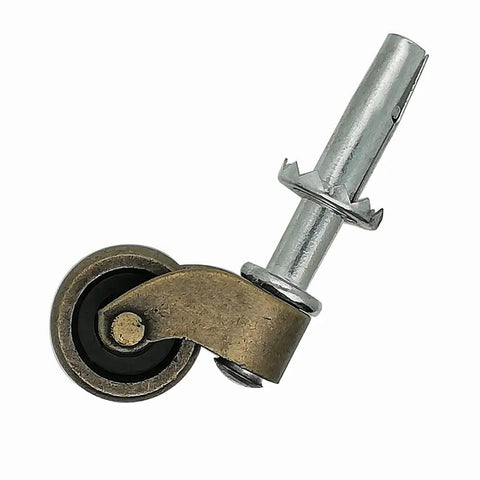 Heavy Duty 1 Inch Swivel Stem Ball Caster Wheels With Socket Plate For Furniture Upgrade, Antique Brass Silent Roller.