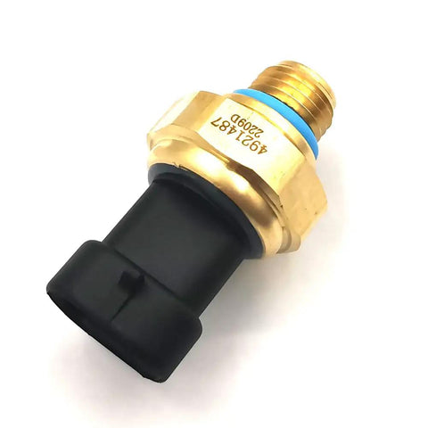 Oil Pressure Sensor Switch Transducer For N14 M11 ISX L10 Engines 4921487 3080406, brass and black plastic, angled view.