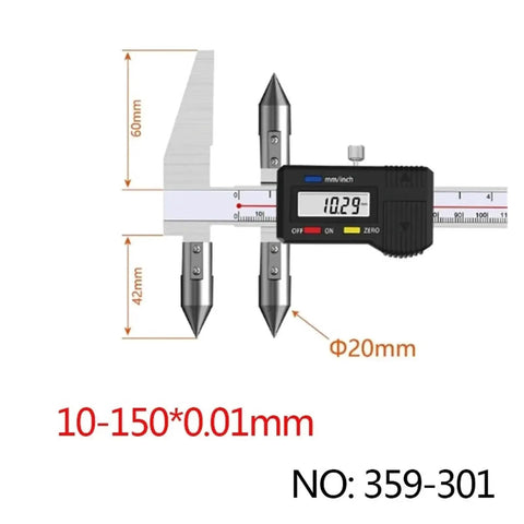 XEODUPEAS Edge-Center Distance Center Digital Caliper Cone Hole Centerline Edge-to-Hole Measurement(10-150mm) with display and measuring tips