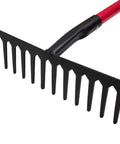 Level Head Rake With Fiberglass Shaft Built To Last Beast Tough Heavy Duty Garden Tool For Lawns And Landscaping Steel Head With 14 Tines 60 Inch Yard Rake For Thatch Gravel And Outdoor Cleanup, showcasing steel head and red fiberglass handle.