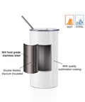 20 Oz Fatty Sublimation Tumbler Set White Stainless Steel Cups With Lids And Metal Straws For Cricut Mug Press Printing Bright