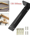 Heavy Duty Shelf Brackets 150-500mm Black Steel L Brackets For Wall Mounts with screws and mount display