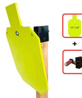 Pro Grade AR500 Steel Shooting Target Three Eighths Inch Thick 12x20 Silhouette Torso with 2x4 mount, neon finish shown close-up