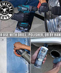 Heavy Metal Polish Restorer and Protectant for Chrome Aluminum Stainless Steel Brass Silver and More in use with drill and by hand
