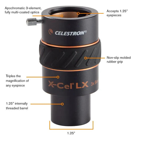 Boost Your Backyard Stargazing Game With A 3X Barlow Lens For 1.25 Inch Eyepieces Fully Multi Coated Apochromatic Optics
