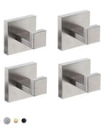 Heavy Duty Stainless Steel Towel Hooks 4 Pack Set, Square Wall Mounted Coat Robe Hooks For Bathroom And Kitchen, side view