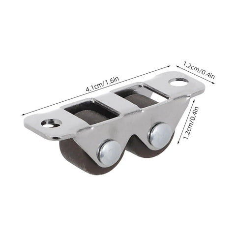 Rock Solid Mini Fixed Caster Wheels Set Of Four With Double Row Carbon Steel Build For Precision Tables showing two brown rubber wheels.