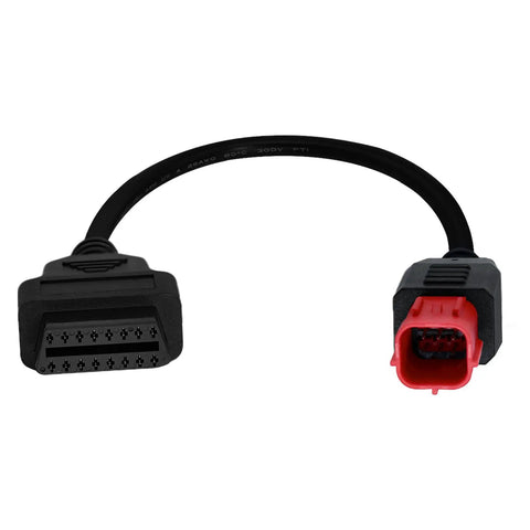 Front view of Ride Ready Motorcycle OBD2 Diagnostic Cable 6 Pin To 16 Pin Adapter For CAN Bus And K Line, OBD1 To OBD2 Converter.