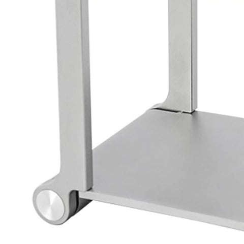 Close-up of the base of the Straight Up Solid Folding Coffee Stand For Manual Espresso Machines portable aluminum brewing bracket.