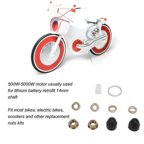 Heavy Duty M14 Nut And Washer Kit For Electric Bike Hub Motors With 14mm Shaft Fits Most E Bikes And Scooters Includes Cap Screws
