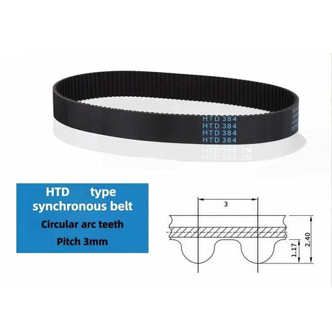 2mm Pitch Closed Loop Timing Belt 634 To 1040 And 1050mm Lengths 6mm 10mm Or 15mm Wide Durable Wear Resistant Rubber Replacement For Power Transmission Belt