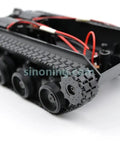 Mini Smart Robot Tank Chassis Kit with rubber track crawler, visible wiring, and suspension system for Arduino, DIY STEM build.