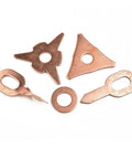 Mixed Spot Welder Dent Repair Pad Set, With Copper Plated Steel Pulling Tabs For Auto Body Repair, 50 Pcs, star and triangle pads shown