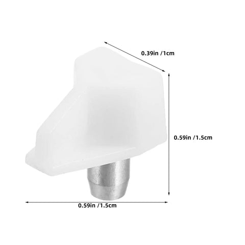 Heavy Duty 200 Pack White Shelf Pins With Plastic And Stainless Steel Core For Wardrobes And Bookcases shown with measurements