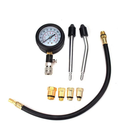 ZJERYL GULL 8pc engine compression tester kit with 0-300 PSI gauge, hoses and brass adapters