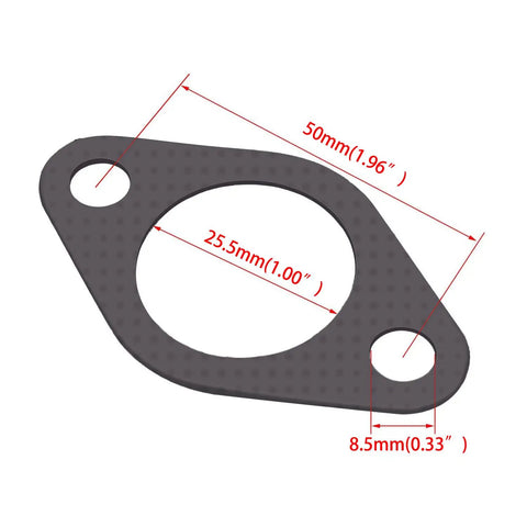 Gasket for Heavy Duty Exhaust Header Pipe Replacement For Predator 420cc And GX Series Engines, showing size dimensions.