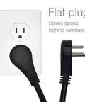 Flat plug on Six Outlet Surge Protector Power Strip With 25 Foot Extension Cord Flat Plug White Low Profile Design ETL Listed