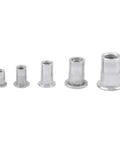 Ultimate Xyntor Rivet Nut Kit With 100 Aluminum Inserts M3 To M8, Complete Tool Set For Solid Metal Fastening, DIY Heroes And Auto Pros Love This Durable Threaded Insert Gear For Any Heavy Haulin Job. Aluminum rivet nuts M3-M8 in five sizes