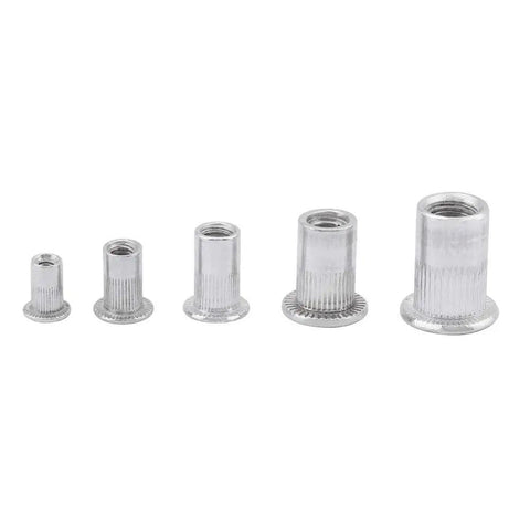 Ultimate Xyntor Rivet Nut Kit With 100 Aluminum Inserts M3 To M8, Complete Tool Set For Solid Metal Fastening, DIY Heroes And Auto Pros Love This Durable Threaded Insert Gear For Any Heavy Haulin Job. Aluminum rivet nuts M3-M8 in five sizes