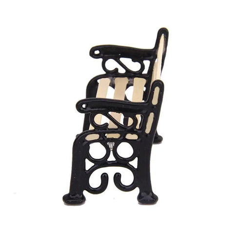 Side view of 1/24 Scale Miniature Park Bench For Dollhouses, Totally Realistic Outdoor Garden Decor Kit, DIY Accessory