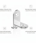Beefy Stainless Steel Corner Bracket For 90 Degree Furniture Reinforcement Right Angle Support To Stop Wobble And Keep Tables Beds Cabinets Square Silver Finish Easy DIY Repair For Loose Joints 1 Piece in side view with screws