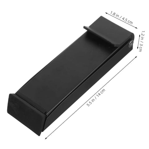 Heavy Duty Stainless Steel Kickdown Door Stop For Indoor And Outdoor Use Portable Floor Door Stopper With Punch Free No Nails Installation Foldable And Compact For Easy Storage Security Wedge For Tight Gaps in black with dimensions.