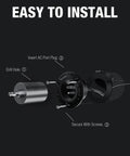 Installation steps for 20 Amp 125 Volt AC Port Plug With 12 AWG Heavy Duty RV Shore Power Inlet kit, detailing parts and assembly.