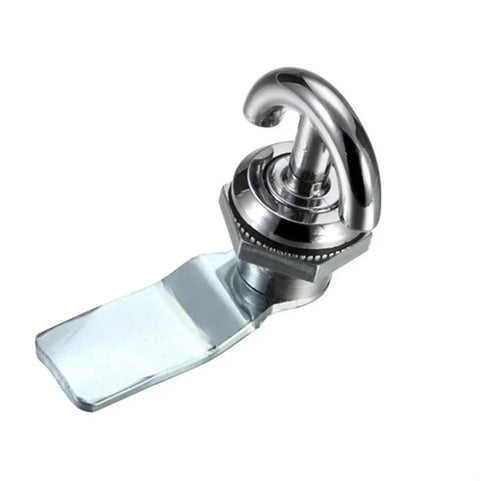 Mini Cam Lock For Drawers And Mailboxes, Silver Chrome Cylinder Lock, side view with durable keyed mechanism, easy install