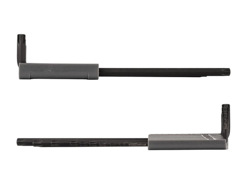 Side view of Star L Key Set With Holder, 13 Piece T6 Through T50, showing two Torx wrenches in gray holder. Ideal for repairs.