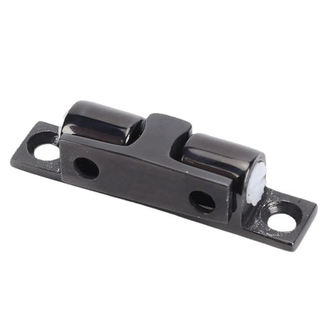 Double Ball Roller Cabinet Door Catch Kit With Adjustable Tension Roller, stainless steel, black painted finish, perspective view