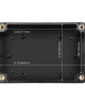 Interior view of Two Pack Waterproof ABS Project Box Enclosure IP65 Plastic Junction Case For Electronics with measurement details