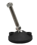 Rock Solid Adjustable Furniture Leveling Feet With Swivel Base And Articulating Design For Wobble Free Support M8 Through M20 Threads, red carbon steel base.