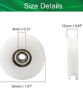 Round Groove White Nylon Pulley Wheel With 608Z Bearing For 4.8mm Rope 8x50x12mm easy pull size detail