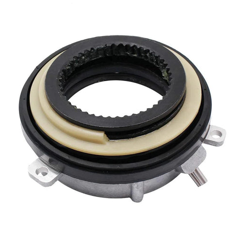 Front view of Autoround 4WD locking hub actuator 600-105; metal housing with beige seal