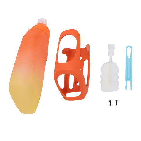 Dope Aerodynamic Water Bottle Set With Carbon Fiber Cage And 680ML Capacity featuring an orange bottle and carbon shell holder.
