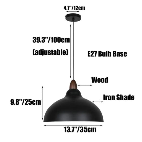 Minimalist Colorful Pendant Light Fixture, Simple Rustic Dome Lamp, Japanese Style Lighting with adjustable wire, iron shade, E27 base.