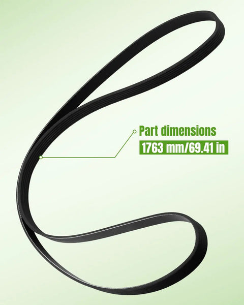 Top Pick 7PK1835 Engine Serpentine Drive Belt For Honda Accord 2008-2012 With 2.4L L4 Gas DOHC Motor Replacement Part K070721 And 56992R40A01 shown at 1763 mm length.