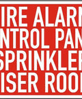 High Visibility Fire Alarm Control Panel Identification Sign 8 By 12 Inches Durable Aluminum Marker Plate for Sprinkler Rooms, Warehouses, Office Buildings, and Indoor Fire Protection Zones red sign
