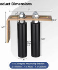 Product dimensions of 6-Inch Universal Nylon Gate Roller With L-Shape Bracket, Adjustable Sliding Gate Roller Support displayed.