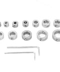 Stainless Steel Drill Depth Stop Collar Set For High Carbon Steel Drills, 12 Piece Lightweight Limit Rings With Screw On Collars