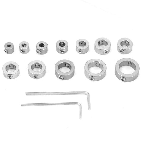 Stainless Steel Drill Depth Stop Collar Set For High Carbon Steel Drills, 12 Piece Lightweight Limit Rings With Screw On Collars
