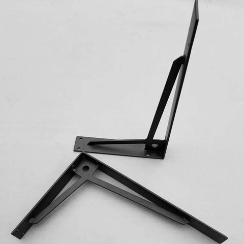 Heavy Duty Black Metal Shelf Brackets Rock Solid Wall Mount Support Kick Up Your Space With This Badass Rust Proof Design. Two angled brackets.