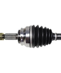 Left Front Driver Side CV Axle Shaft Assembly For OE Fit And Smooth Vibration Free Performance With Premium Materials Precise Balancing And A Beefy Boot Build, black boot close-up