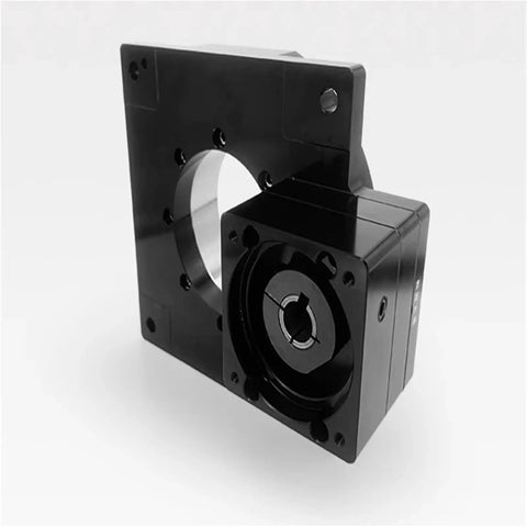 Th450 Heavy Duty Turntable Rotary Actuator With Hollow Rotating Platform And 10 To 1 Gearbox Ratio showing black housing and hollow center.