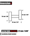 Dimensions diagram for Oil Rubbed Bronze Towel Hook Set 304 Stainless Steel Zero Point Eight Millimeter Thick Tube And 2mm Post.