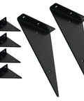 Heavy Duty Black Metal Floating Shelf Brackets Rock Solid Triangle Design Wall Mounted Corner Hardware in two pack.
