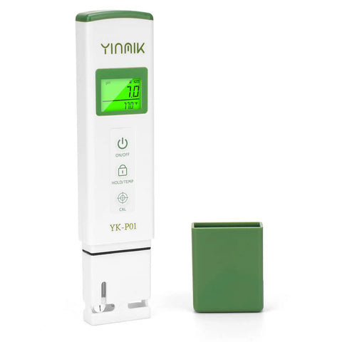 PH Meter For Water And Hydroponics With ATC, Large Horizontal Screen Shows pH And Temp In One View, no cap attached