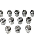 Premium 12 Piece ER40 Collet Set With Spring Lock Chuck For Lathe Machine Precision Turning From One Eighth To Just Over An Inch Includes Full Size Range, showing various collet sizes.