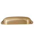 10 Pack Bin Cup Pulls Vintage Shell Handle Cabinet Hardware In Champagne Gold Finish Zinc Alloy Solid Casting, single handle front view