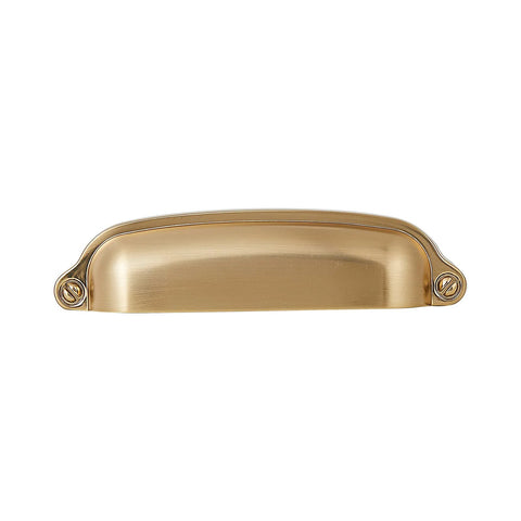 10 Pack Bin Cup Pulls Vintage Shell Handle Cabinet Hardware In Champagne Gold Finish Zinc Alloy Solid Casting, single handle front view